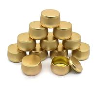 CQAHDSEVF Récipients pour Bougies, Boîtes à Bougies de 4 oz avec couvercles, 12 pièces, Multicolores, 75x51 mm, for la Fabrication de Bougies(Gold)