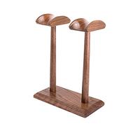 CQAHDSEVF Support pour Casque, Support for écouteurs en Bois Massif, Double Support for écouteurs, Noyer et hêtre, 21,8x11x28cm(B)