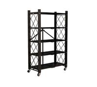 CQCCQ Étagère Pliable sans Installation, Chariot à roulettes Mobile sur Pied, étagère de Rangement, adaptée au Salon et à la Salle de Bain(Black,71.5x34x159cm)