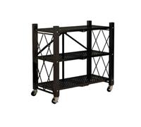 CQCCQ Étagère Pliable sans Installation, Chariot à roulettes Mobile sur Pied, étagère de Rangement, adaptée au Salon et à la Salle de Bain(Black,71.5x34x87cm)