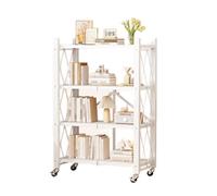 CQCCQ Étagère Pliable sans Installation, Chariot à roulettes Mobile sur Pied, étagère de Rangement, adaptée au Salon et à la Salle de Bain(White,71.5x34x124cm)