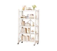 CQCCQ Étagère Pliable sans Installation, Chariot à roulettes Mobile sur Pied, étagère de Rangement, adaptée au Salon et à la Salle de Bain(White,71.5x34x159cm)