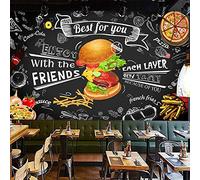 CQDSQN 3D Papier peint Burger fast food restaurant café boutique cuisine Auto-adhésif PVC Peinture murale Magasin Hôtel Cybercafé Salle de sport Yoga Studio Animalerie Club Film Jeu Thè(L)500x(H)375cm