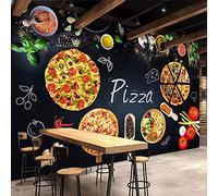 CQDSQN Papier peint Pizzeria tableau noir photo papier peint café restaurant Peinture murale Auto-adhésif PVC 3D Autocollants muraux Moderne Art Affiche Photos Film Dessin animé Personn(L)350x(H)256cm