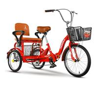 CQDWD Bites à 3 Roues pour Adultes, Tricycle Pliable pour Les Personnes âgées, Singe Speed Low-Step 3 Roues Bike Cruiser avec 2 Panier et siège arrière, Hommes et Femmes à Double chaîne pour Femmes