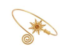 CQEAZ Bras de soleil rétro réglable avec pierre turquoise naturelle et motifs ouverts pour s'adapter aux coutumes Construction en métal robuste Accent turquoise, taille unique, Comme décrit