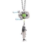 CQEAZ Collier avec pendentif moulinet de pêche en métal léger pour un usage quotidien élégant pour les amateurs de pêche, One Size, Comme décrit, Comme décrit.