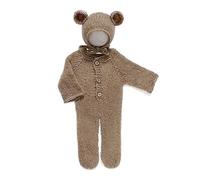 CQEAZ Lot de 2 accessoires de photographie pour nouveau-né, chapeau et barboteuse à pieds en mohair pour bébé accessoires photo body nouveau-né en mohair ours chapeau et barboteuse à pieds