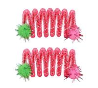 CQEAZ Lot de 2 bobines colorées à ressort avec balle en peluche pour chat - Jouet à mâcher pour l'intérieur et l'extérieur - Stimulant la curiosité et jouets de printemps pour chats