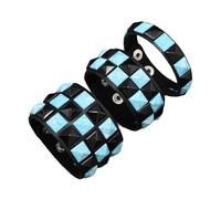 CQEAZ Lot de 3 bracelets punk gothique en cuir avec clous carrés foncés réglables et légers pour discothèque, festival, confort, amitié, One Size, Comme décrit