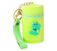 CQEAZ Pochettes à monnaie portables en silicone avec porte-clés, étui à rouge à lèvres, sac à main pour femmes et filles, Vert, 8.5x5cm/3.34x1.96in, petit dinosaure