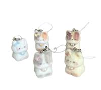 CQEAZ Porte-clés ludique en forme de chaton texturé doux et texturé - Accessoires tendance pour filles - Utilisation quotidienne - Porte-clés animal d'hiver pour sac à dos