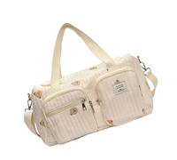 CQEAZ Sac à langer pour bébé avec broderie de dessin animé - Grande capacité - En coton - Avec bandoulière - Pochette de rangement, jaune clair, approx. 41x24x18cm/16.14x9.45x7.09inch