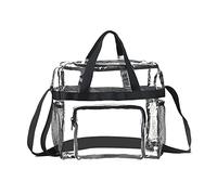 CQEAZ Sac à main transparent en PVC pour femme - Grande capacité - Sac fourre-tout de voyage, Noir