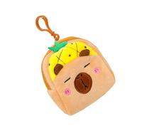 CQEAZ Sac de rangement pour pièces de monnaie Capybara de dessin animé - Sac de rangement pour écouteurs - Petit sac à monnaie - Joli sac à monnaie en peluche, marron clair, about 12x8x2cm