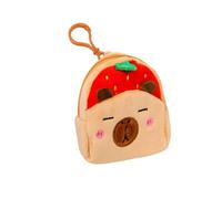 CQEAZ Sac de rangement pour pièces de monnaie Capybara de dessin animé - Sac de rangement pour écouteurs - Petit sac à monnaie - Joli sac à monnaie en peluche, marron clair, about 12x8x2cm