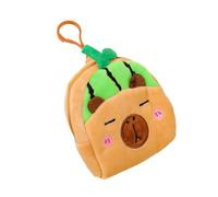 CQEAZ Sac de rangement pour pièces de monnaie Capybara de dessin animé - Sac de rangement pour écouteurs - Petit sac à monnaie - Joli sac à monnaie en peluche, marron clair, about 12x8x2cm