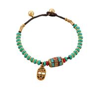 CQEAZ Style tibétain avec des accents de cuivre et une corde cirée, bracelet élégant pour un design artistique, chaîne de main en perles, One Size, Comme décrit