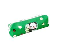 CQEAZ Trousse à crayons en polyuréthane avec fermeture éclair de grande capacité pour femmes, étudiants, bureau, école, Vert, Approximately. 19.2x4.5x6cm/7.55x1.77x2.36in, Shoots Panda