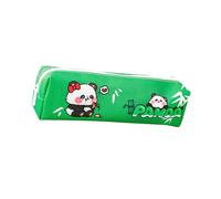 CQEAZ Trousse à crayons en polyuréthane avec fermeture éclair de grande capacité pour femmes, étudiants, bureau, école, Vert, Approximately. 19.2x4.5x6cm/7.55x1.77x2.36in, panda nœud