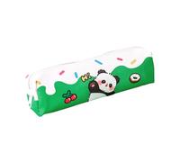 CQEAZ Trousse à crayons en polyuréthane avec fermeture éclair de grande capacité pour femmes, étudiants, bureau, école, Vert, Approximately. 19.2x4.5x6cm/7.55x1.77x2.36in, Dessert Panda