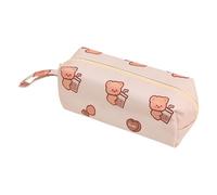 CQEAZ Trousse à crayons en toile avec fermeture éclair - Motif ours de dessin animé, fuchsia, Approximately. 20x7cm/7.87x2.76in, Ours au thé au lait