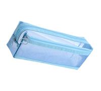 CQEAZ Trousse à crayons transparente double couche pour stylos, organiseur de stylos, sac de rangement, trousse de maquillage de voyage, porte-stylo transparent, bleu, Approx. 22x6x9cm