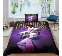 CQHJAIFDG Elvis Presley Housse De Couette Linge De Lit 3D Imprimée Douce avec Fermeture Éclair Housse De Couette Taie d'oreiller pour Single(135x200cm)