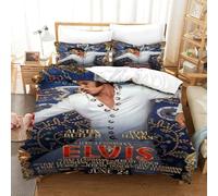 CQHJAIFDG Elvis Presley Housse De Couette Linge De Lit 3D Imprimée Douce avec Fermeture Housse De Couette avec Taie d'oreiller Single(140x200cm)