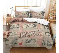 CQHJAIFDG Elvis Presley Housse De Couette Literie 3D Imprimé en Microfibre avec Fermeture Éclair Housse De Couette Taies D'oreill Super King(260x220cm)