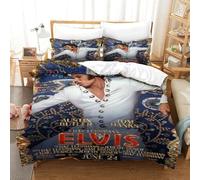 CQHJAIFDG Elvis Presley Housse De Couette Literie 3D Motif Imprimé en Microfibre avec Fermeture Housse De Couette avec Taie d'oreiller Super King(260x220cm)