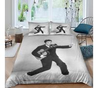 CQHJAIFDG Elvis Presley Housse De Couette Literie 3D Motif Imprimé Microfibre avec Fermeture Éclair Housse De Couette Taies D'oreill Double(200x200cm)