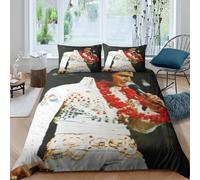 CQHJAIFDG Elvis Presley Housse De Couette Parure De Lit 3D Imprimé 3 Pièces avec Fermeture Éclair Housse De Couette avec Taie d'oreiller Double(200x200cm)