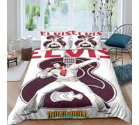 CQHJAIFDG Elvis Presley Housse De Couette Parure De Lit 3D Imprimé en Microfibre avec Fermeture Housse De Couette Taie d'oreiller pour Double(200x200cm)