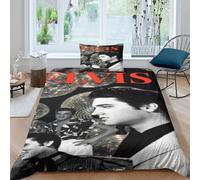 CQHJAIFDG Elvis Presley Housse De Couette Parure De Lit 3D Imprimé Microfibre avec Fermeture Éclair Housse De Couette avec Taie d'oreiller Single(135x200cm)