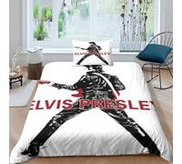 CQHJAIFDG Elvis Presley Housse De Couette Parure De Lit 3D Imprimé Microfibre avec Fermeture Éclair Housse De Couette avec Taie d'oreiller Single(135x200cm)