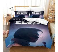 CQHJAIFDG Elvis Presley Housse De Couette Parure De Lit 3D Imprimée Microfibre avec Fermeture Éclair Housse De Couette Taie d'oreiller Super King(260x220cm)
