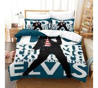 CQHJAIFDG Elvis Presley Housse De Couette Parure De Lit 3D Motif Imprimé 3 Pièces avec Fermeture Éclair Housse De Couette Taie d'oreiller Super King(260x220cm)