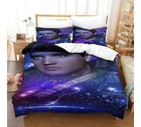 CQHJAIFDG Elvis Presley Housse De Couette Parure De Lit 3D Motif Imprimé en Microfibre avec Fermeture Éclair Housse De Couette Taies D'oreill Super King(260x220cm)