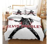 CQHJAIFDG Elvis Presley Housse De Couette Parure De Lit 3D Motif Imprimé Microfibre avec Fermeture Éclair Housse De Couette Taie d'oreiller pour Super King(260x220cm)