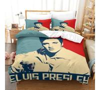 CQHJAIFDG Elvis Presley Housse De Couette Parure De Lit 3D Motif Imprimé Microfibre avec Fermeture Éclair Housse De Couette Taie d'oreiller pour Super King(260x220cm)