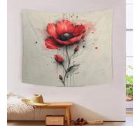 CQHJAIFDG Fleurs rouges abstraites 3D Effet Tapisserie Art Mural Tapisserie Murales Décoration Murale En Tissu Pour Chambre Salon Serviette De Plage Tenture Murale 100cmx150cm