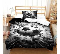 CQHJAIFDG Football Parure Adulte De Lit pour Enfants 3D Imprimé Parure Housse De Couette De Couette Chambre avec Fermeture Éclair Convient pour La Chambre Single(135x200cm)
