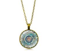 CQHODFYA Collier Fleur de Vie Mandala pour Femme Homme,Géométrie Sacrée Pendentif avec Chaîne Réglable 18"+2", Bijoux Collier Cadeau,Collier Religieux en Alliage pour Hommes et Femmes (Boîte Cadeau)