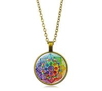 CQHODFYA Collier Fleur de Vie Mandala pour Homme Femme,Géométrie Sacrée Pendentif avec Chaîne Réglable 18"+2", Bijoux Collier Cadeau,Collier Religieux en Alliage pour Hommes et Femmes (Boîte Cadeau)