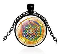 CQHODFYA Collier Fleur de Vie Mandala pour Homme Femme,Géométrie Sacrée Pendentif avec Chaîne Réglable 20"+2", Bijoux Collier Cadeau,Collier Religieux en Alliage pour Hommes et Femmes (Boîte Cadeau)