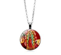 CQHODFYA Collier Religieux Notre Dame De Guadalupe pour Homme Femme,Vierge Marie Pendentif avec Chaîne Réglable 18"+2", Bijoux Collier Cadeau,Collier Spirituel en Alliage-avec Boîte à Bijoux