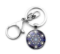 CQHODFYA Porte-clés Cube de Métatron pour Homme et Femme,Porte Clef Fleur de Vie,Géométrie Sacrée Porte-clés en Alliage de Zinc pour Hommes et Femmes, Idée Cadeau (Boîte Cadeau)