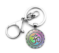 CQHODFYA Porte-clés Symbole Om Aum Ohm pour Femme et Homme,Porte Clef Sanskrit Bouddhiste,Om Aum Ohm Porte-clés en Alliage de Zinc pour Hommes et Femmes, Idée Cadeau (Boîte Cadeau)