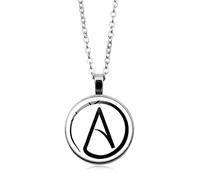 CQHODFYA Signe Athée Pendentif Collier pour Homme Femme avec Chaîne Réglable 18"+2", Symbole Athéisme en Alliage, Bijoux Cadeau (Boîte Cadeau)